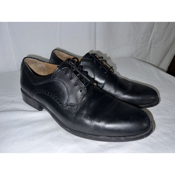 Mens 9.5 M Johnston Murphy Harmon Oxford Black Leather Plain Toe Dress Shoes main image 10